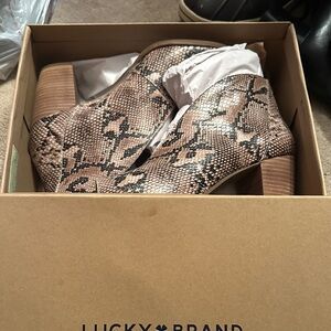 Lucky Brand Tan Snake Print Boots